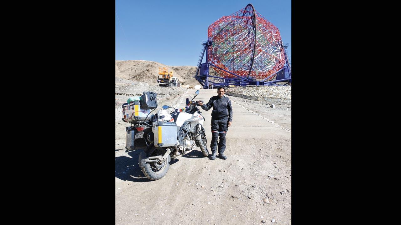 Vijay Nagda, 62, at the Major Atmospheric Cherenkov Experiment Telescope (MACE) in Hanle. Placed at 4,300m above sea level in Ladakh, MACE is also the world’s second largest gamma-ray telescope, with a 21-m-diameter dish