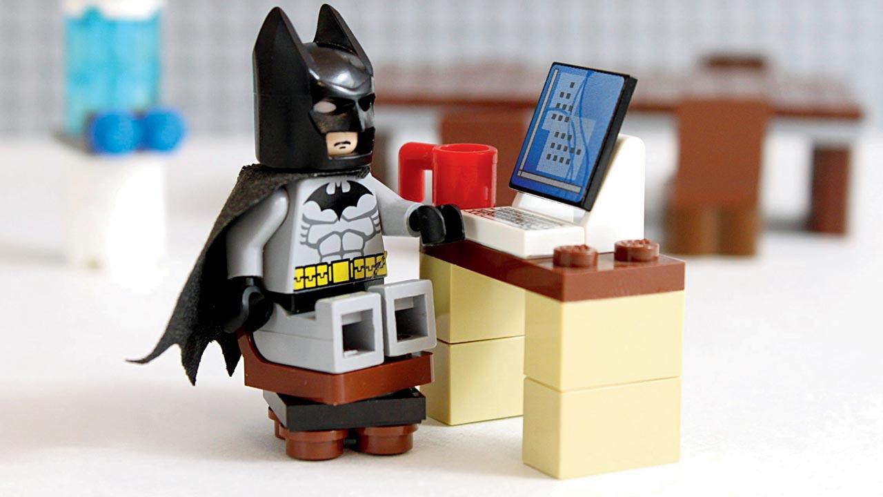 A Batman figure made using LEGO bricks