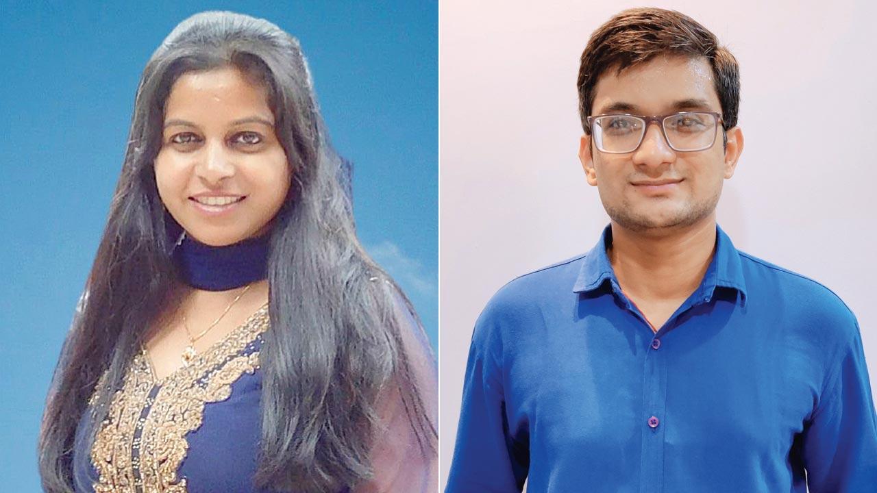 Anita Singh, 26, is a member of the Indian Stammering Association. Singh and has been practising mindfulness techniques to reduce blocking; (right) Rohit Zalke