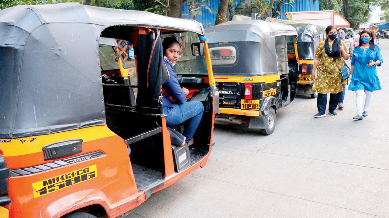 Mulund resident Rajani Jadhav has been driving an auto since 2014. Pics/Rajesh Gupta