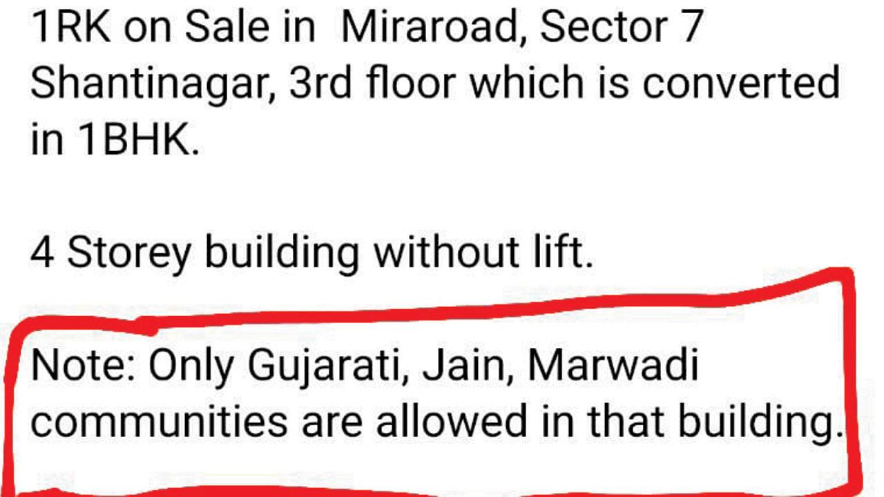 The ad posted on Facebook by Rinku Sangoi Dedhia