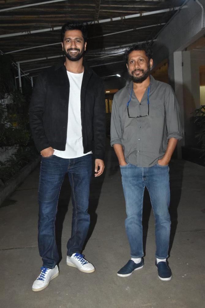 Vicky Kaushal posed with Sardar Udham director Shoojit Sircar at the screening. Speaking to mid-day about the film, Sircar said, 