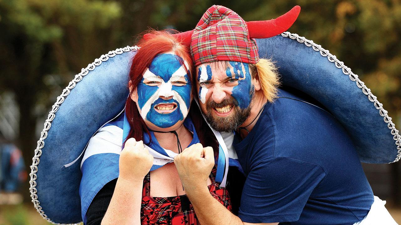 Scottish fans show their support prior to the start of the 2015 ICC Cricket World Cup match between England and Scotland at Hagley Oval on February 23, 2015, in Christchurch. Pic/Getty Images