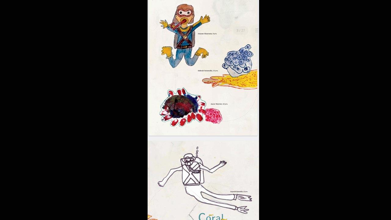 Artwork created by children at a workshop conducted around the story, which are printed in the book