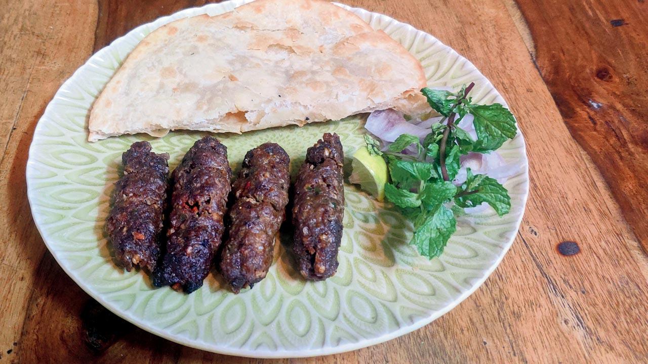 Buff seekh kebab with paratha