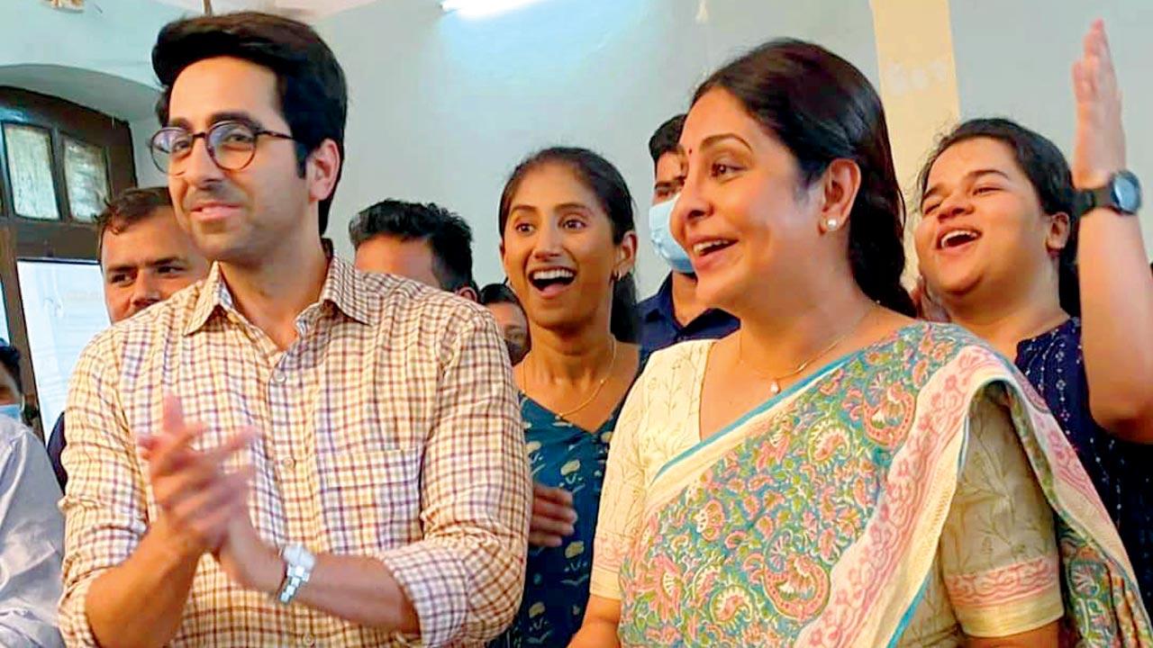 Ayushmann Khurrana and Shefali Shah on the set of Doctor G