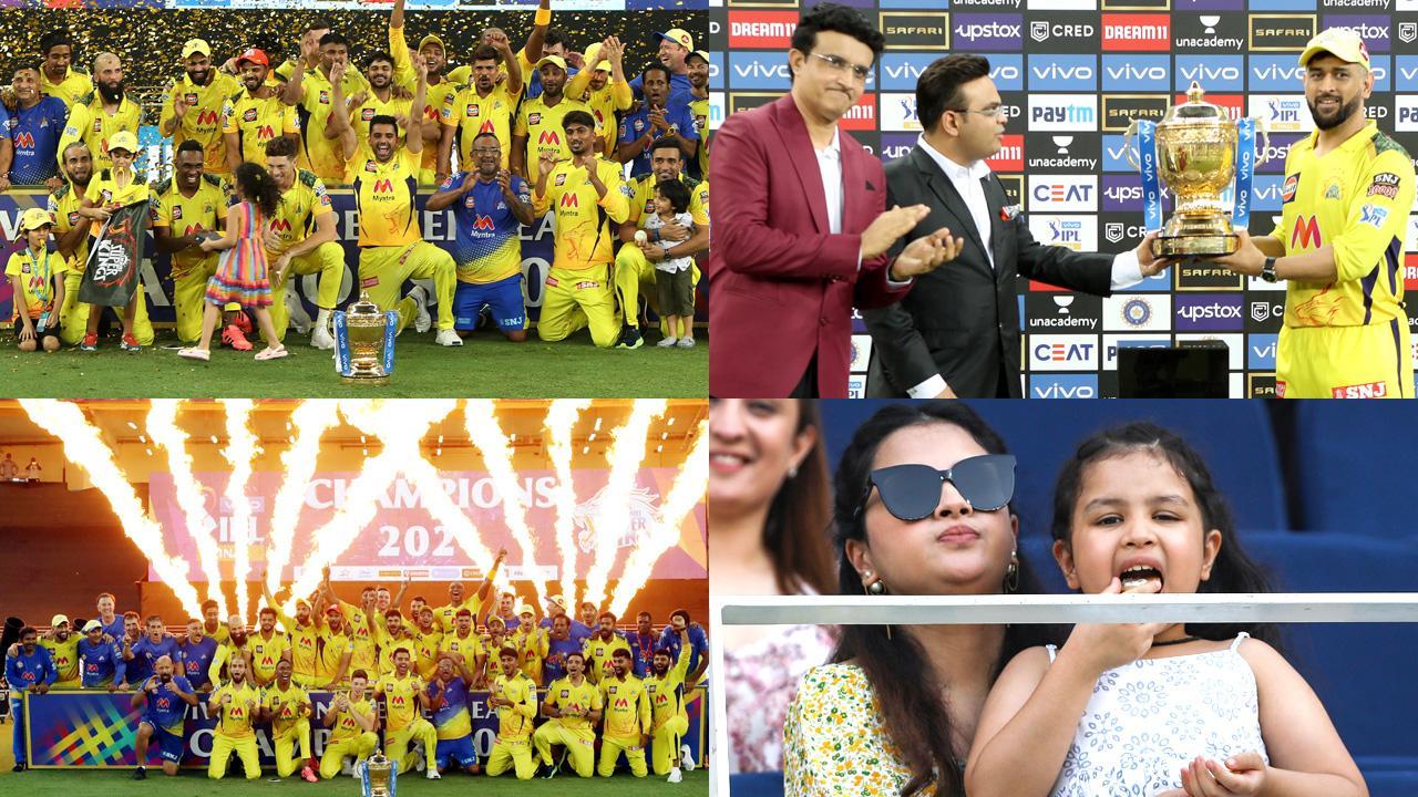 A collage of the IPL 2021 final. Pics/ PTI