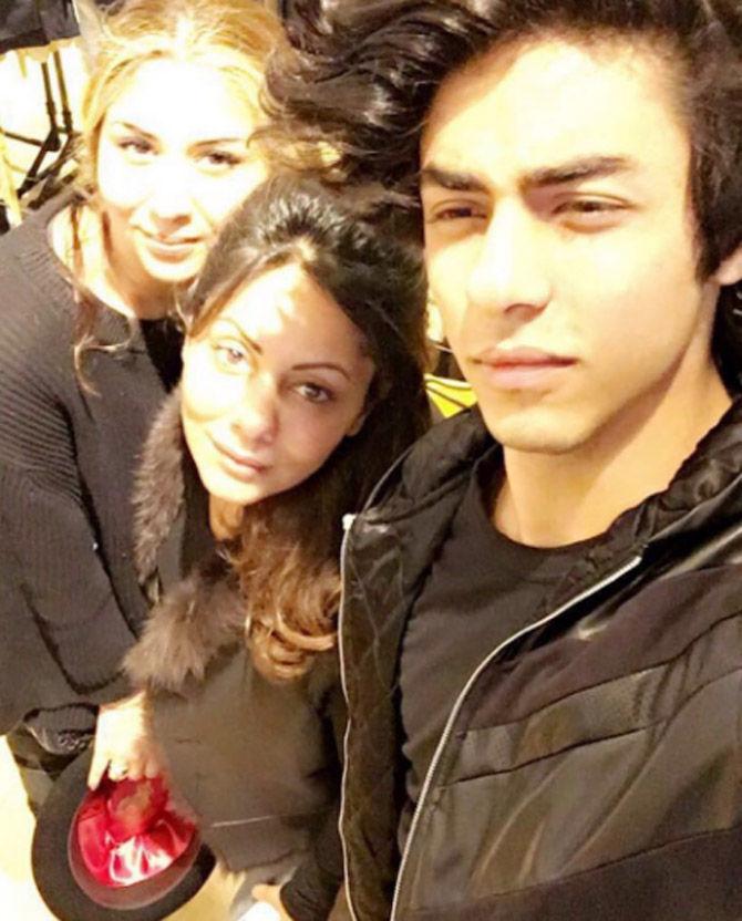Gauri Khan with son Aryan Khan. Aryan pursued filmmaking in Los Angeles.