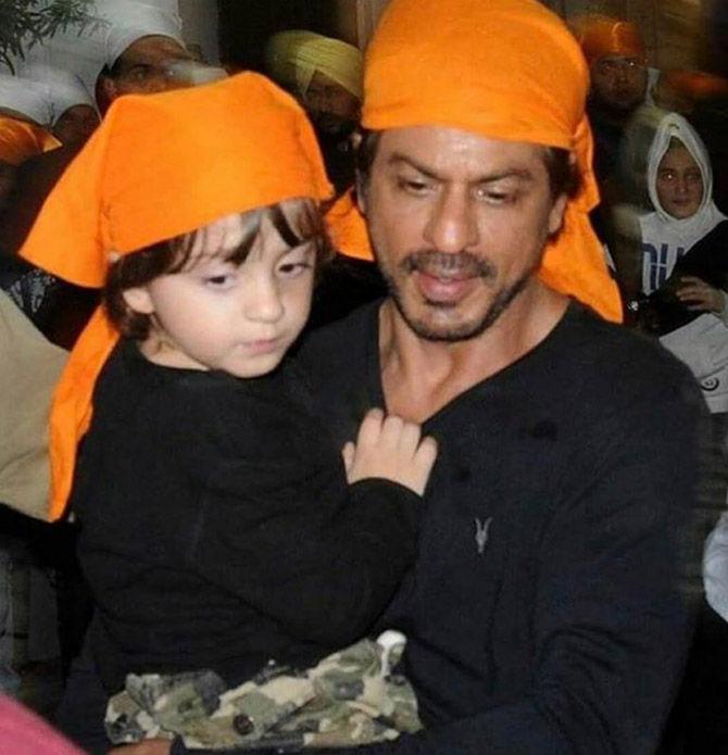 Shah Rukh Khan with son AbRam. AbRam Khan turned seven in May 2020.