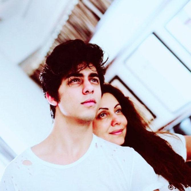 Gauri Khan with son Aryan Khan. Junior Khan is a spitting image of his dad Shah Rukh Khan.