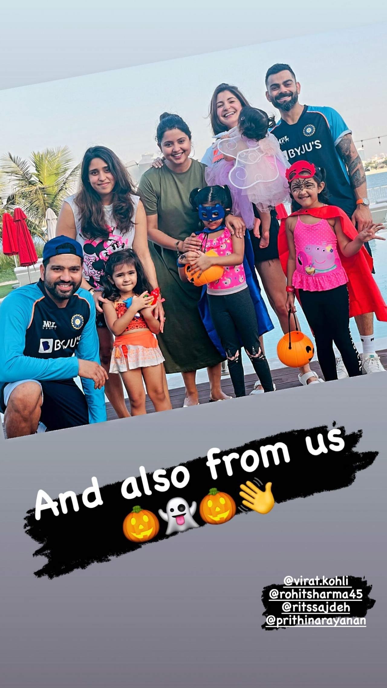 In one of the pictures, Anushka Sharma and Virat Kohli are also seen posing for the lens holding their little daughter in their arms. Photo courtesy: Anushka Sharma's Instagram story