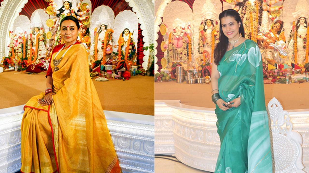 Durga Puja 2021: Rani Mukerji, Kajol look radiant in their traditional outfits 