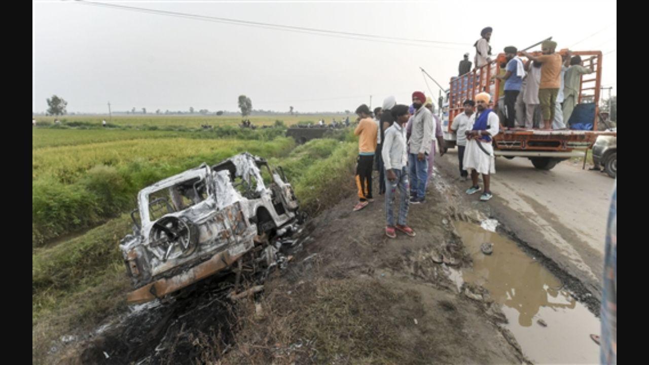 Farmer leaders have alleged that Ashish Mishra, the son of Union Minister of State for Home Ajay Mishra, was in one of the cars which they said knocked down some protesters who were opposing deputy CM Keshav Prasad Maurya's visit.