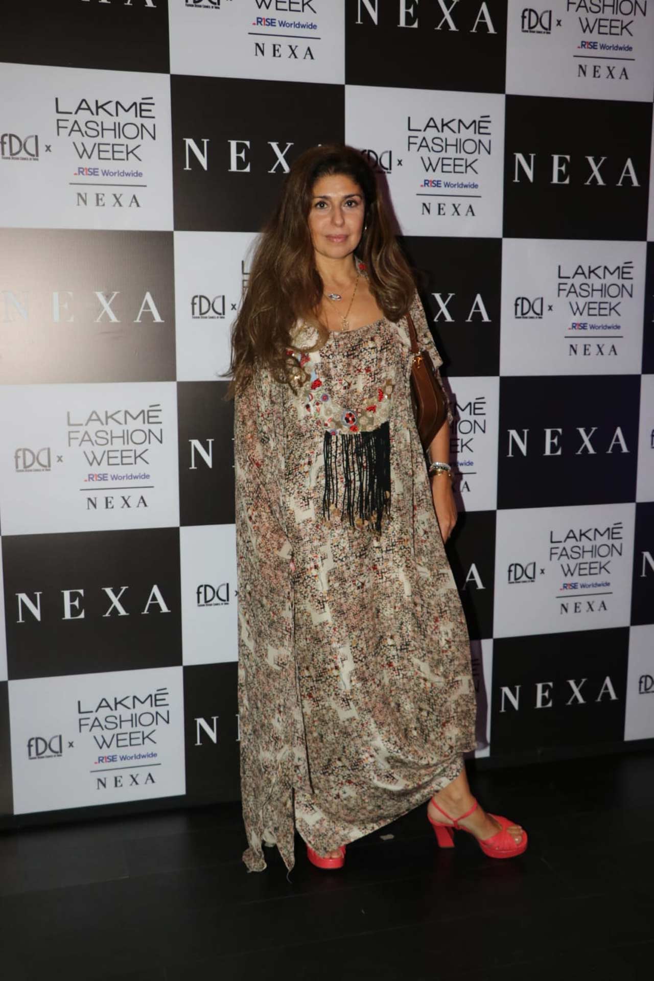 Anaita Shroff Adjania opted for a floral maxi dress as she attended LFW Day 4.
