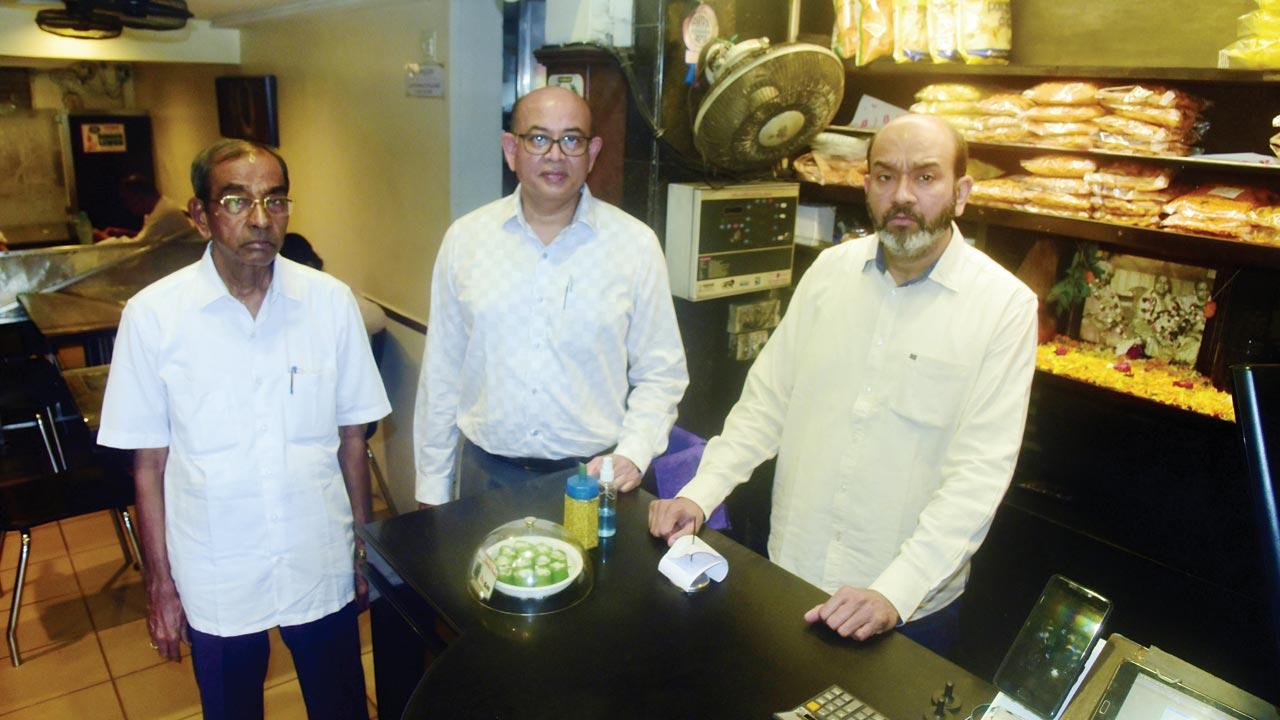 RG Nayak, Rajgopal Nayak and his brother Rajkiran in Hanuman Restaurant