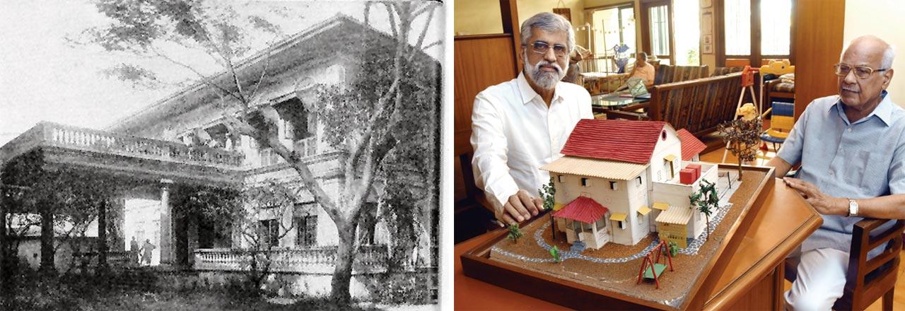 Topiwala National Medical College, whose benefactor was Motiram (Topiwala) Desai; his Goregaon relatives, the Samants, with a model of their 1891 cottage. Pic courtesy/TNMC and File pics