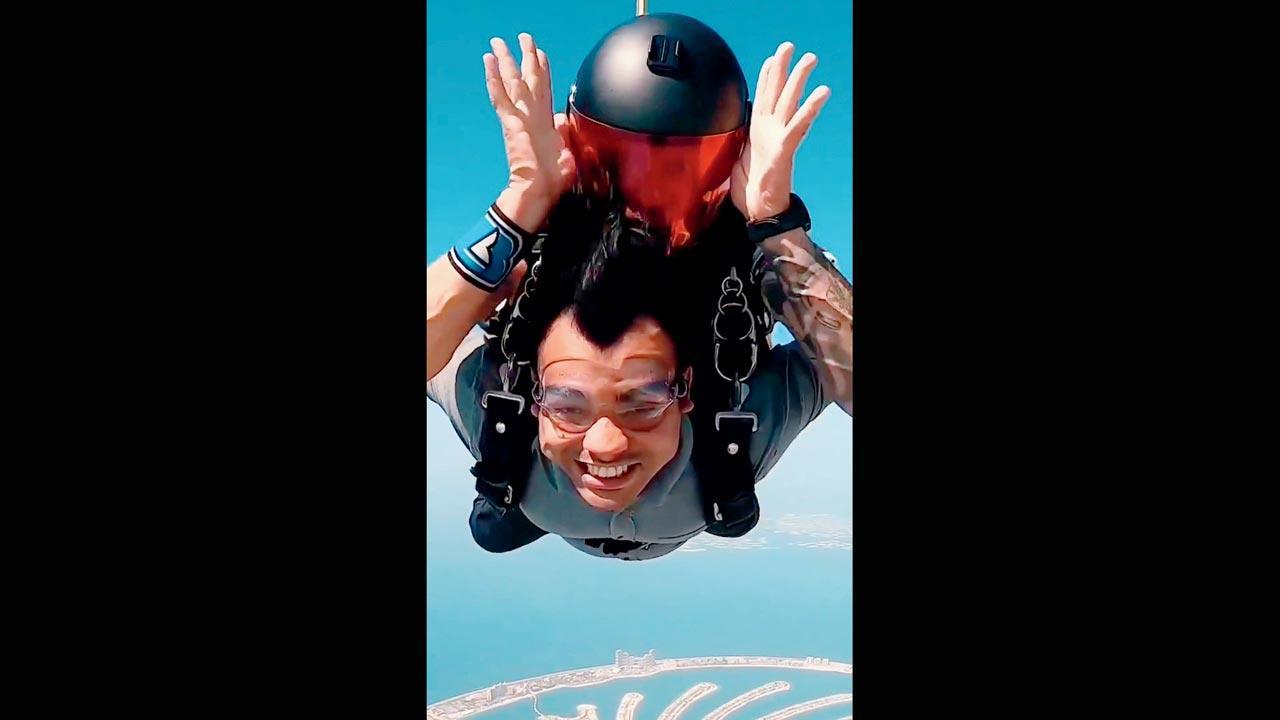 Neeraj Chopra enjoys skydiving in Dubai