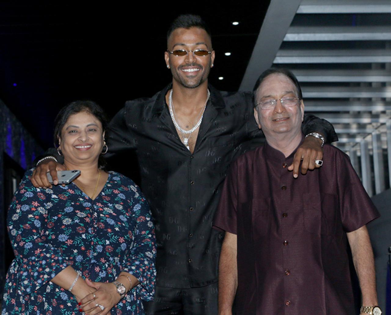 Hardik Pandya and Krunal Pandya's late father, Himanshu Pandya, first ran a small car finance business in Surat. The family then shifted to Baroda in order to facilitate his sons with better cricket training facilities during their growing up years. In pic - Hardik Pandya with his parents