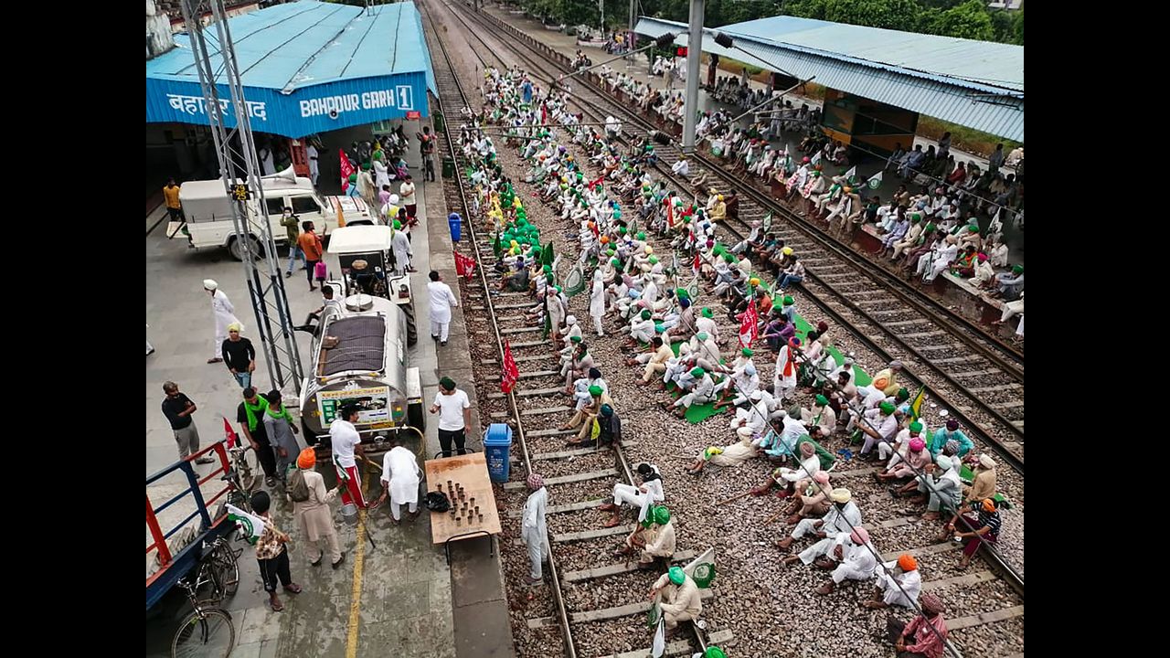 Train services were affected in both states due to the protest. However, there was no report of any untoward incident from anywhere in the states. Pic/PTI