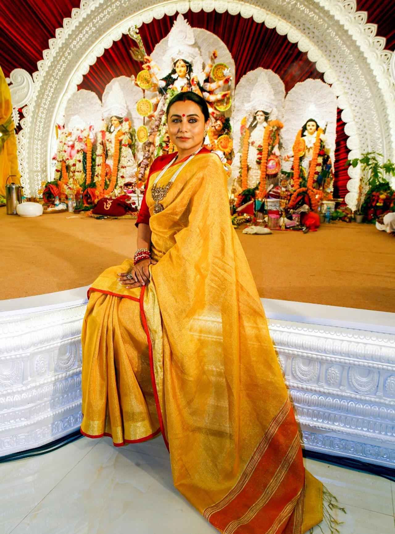 Durga Puja 2021: Rani Mukerji, Kajol look radiant in their traditional  outfits