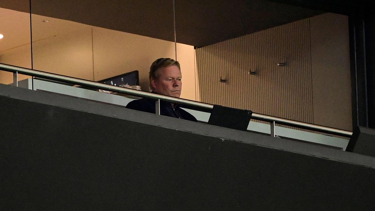Barcelona`s Dutch coach Ronald Koeman looks on from the tribunes during the Spanish League football match between Club Atletico de Madrid and FC Barcelona at the Wanda Metropolitano stadium in Madrid. Pic/AFP