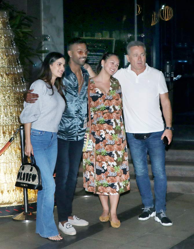 Hardik Pandya and Natasa Stankovic tied the knot in an intimate ceremony with family amidst the lockdown in 2020. In pic - With Natasa Stankovic and her parents