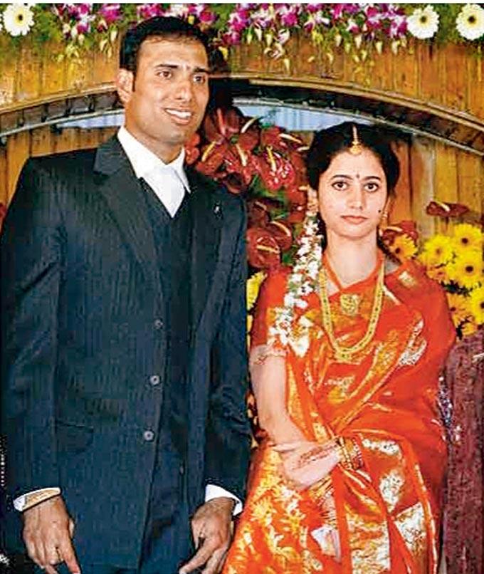 VVS Laxman married G. R. Shailaja, a Computer Applications graduate from Guntur, on February 16, 2004