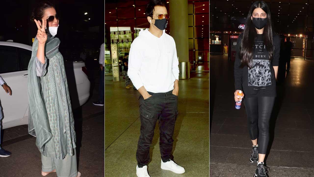 Kangana Ranaut, Sonu Sood, Shruti Haasan spotted at Mumbai airport
