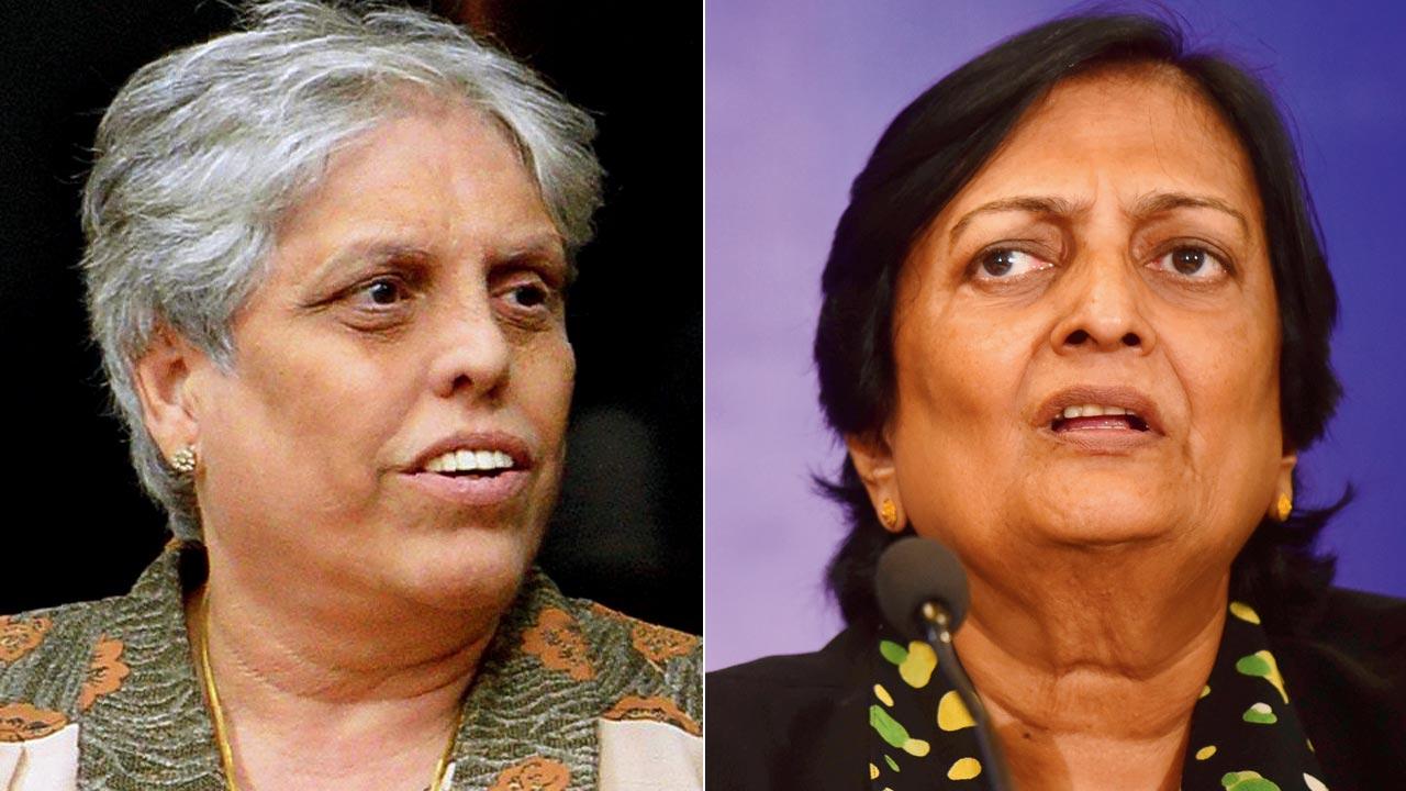 Diana Edulji and Rangaswamy. Pics/AFP, Atul Kamble