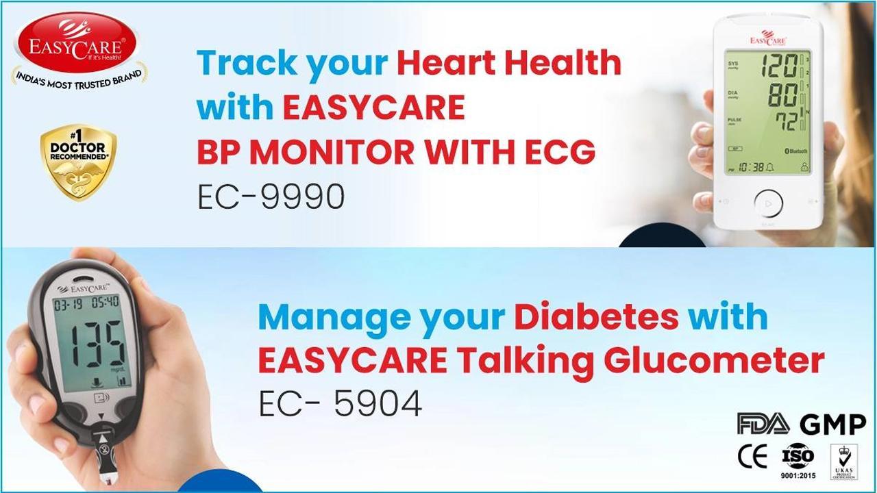 Track your heart health with EASYCARE’s Talking Glucometer & BP monitor with ECG function