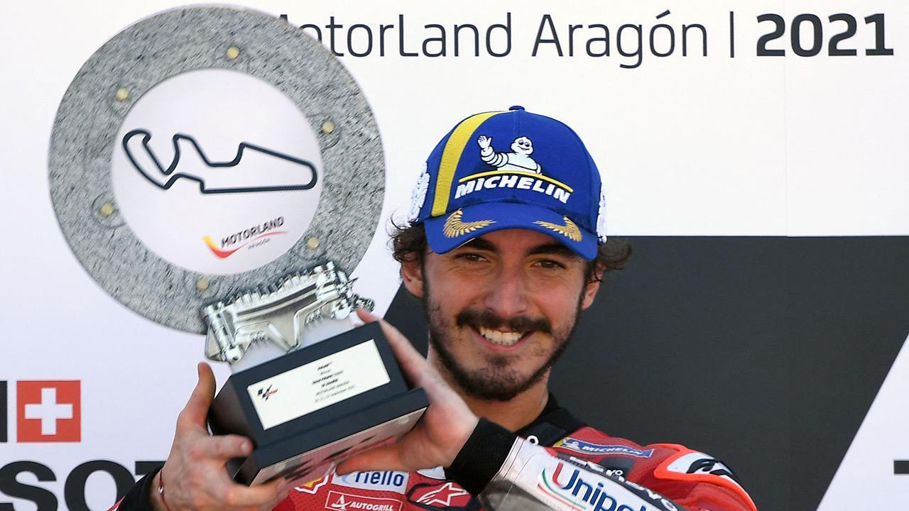 Ducati’s Bagnaia wins Aragon MotoGP from pole