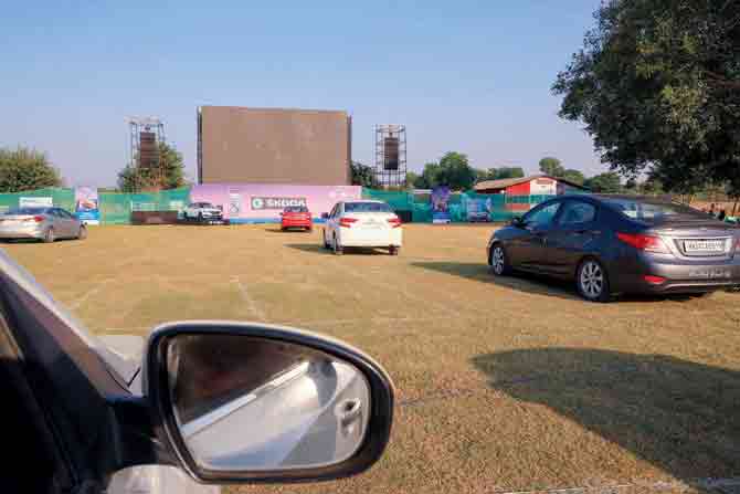 Ishaan Khatter and Ananya Panday-starrer Khaali Peeli was screened at a makeshift drive-in theatre at Backyard Sports Club, Sector 59 in Gurugram earlier this month. Swaroop Banerjee, COO and business head, Zee Live, says all safety protocols and social distancing measures were implemented. The drive-in also had contactless ticketing and F&B for viewers at a price of R999 onwards. PIC/NISHAD ALAM
