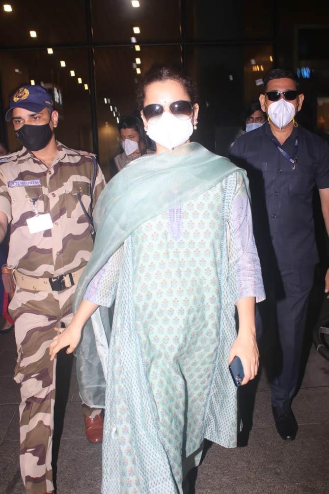 Kangana Ranaut was also spotted at Mumbai airport. The actress looked pretty in a grey salwar kameez.