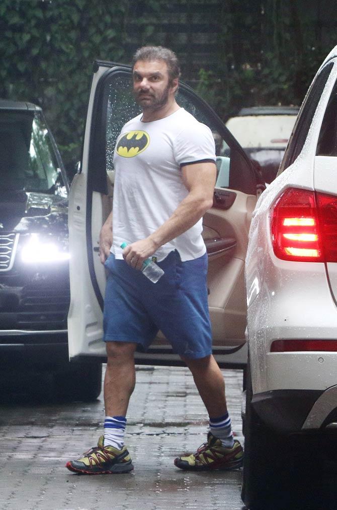 Sohail Khan was also clicked in Bandra, Mumbai. The actor-producer opted for a Batman t-shirt and blue shorts for his outing.