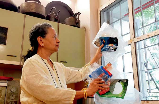 Organic farmer and green warrior Reagan Creado`s mother Sandra does an audit of the plastic bags in the house. The family had been following a zero-waste lifestyle until the lockdown made it almost impossible to do so