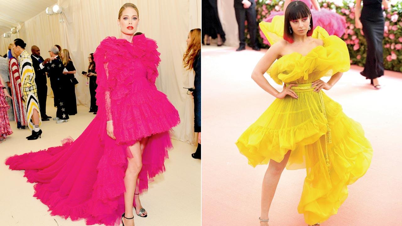 Dutch model Doutzen Kroes at the 2019 Met Gala wore a dress by Giambattista Valli Haute Couture; (right) English singer-songwriter Charli XCX at the 2019 Met Gala wore a dress designed by Jean Paul Gaultier. Pics/Getty Images
