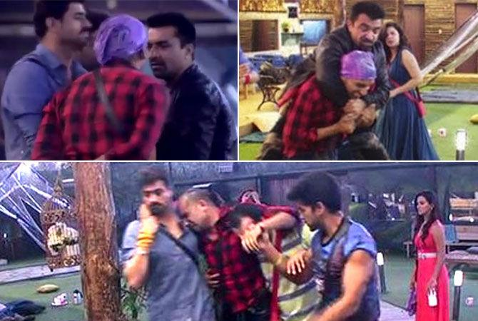 Ajaz Khan eliminated for hitting Ali Quli Mirza: Ali Quli Mirza and Ajaz Khan's banter turned ugly when Ajaz took the jokes personally. Ajaz lost his cool and charged at Ali and tried to choke him. Gautam Gulati and Pritam intervened and pulled away Ajaz. Ali felt out of breath and Bigg Boss immediately called him to the confession room. Everyone condemned Ajaz's physical attack. He was ousted from 'Bigg Boss Halla Bol' for getting into the scuffle.