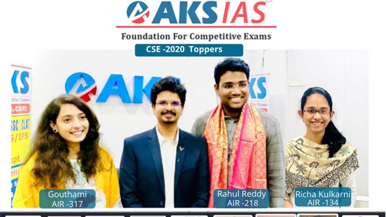 AKS IAS Academy Hyderabad Bags 50+ Top All India Ranks in UPSC 2020