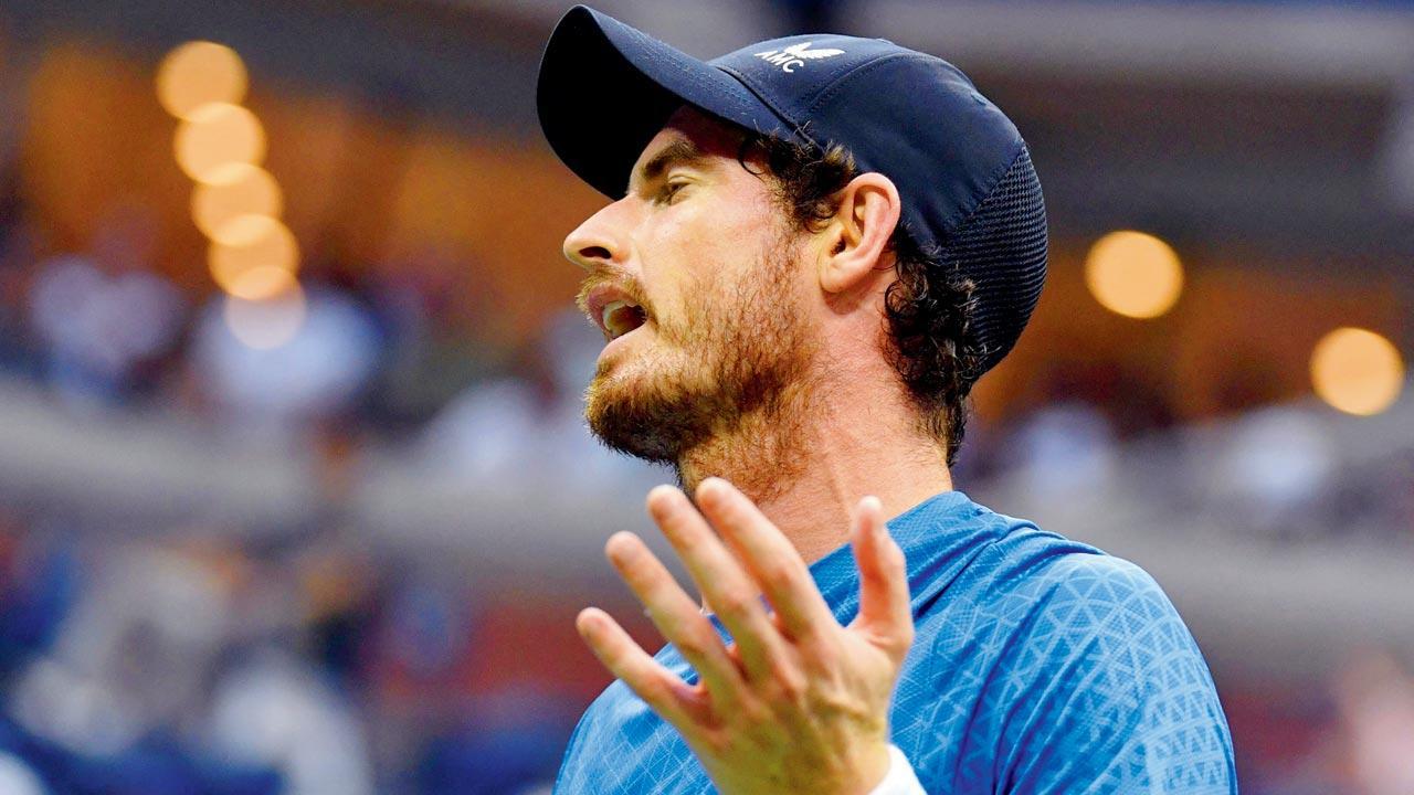 Andy Murray during the match against Stefanos Tsitsipas on Monday. Pic/AFP