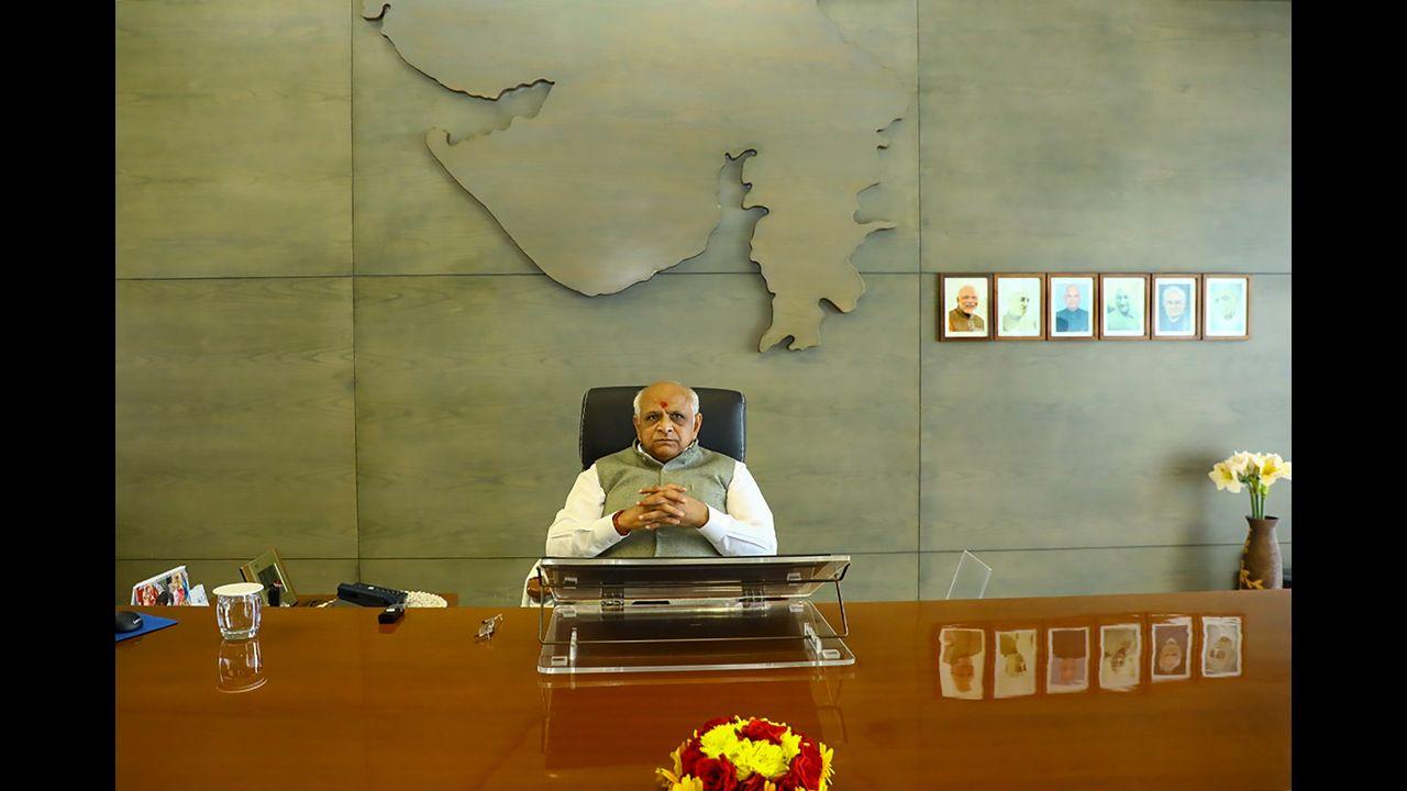 Soon after assuming charge of the top post in Gujarat, Chief Minister Bhupendra Patel on Monday held a high-level meeting to review the floodlike situation created due to heavy rains in Saurashtra and especially in parts of Jamnagar and Rajkot districts. Pic/PTI