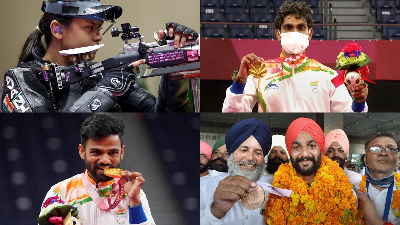 A collage of Indian athletes at the Tokyo Paralympics