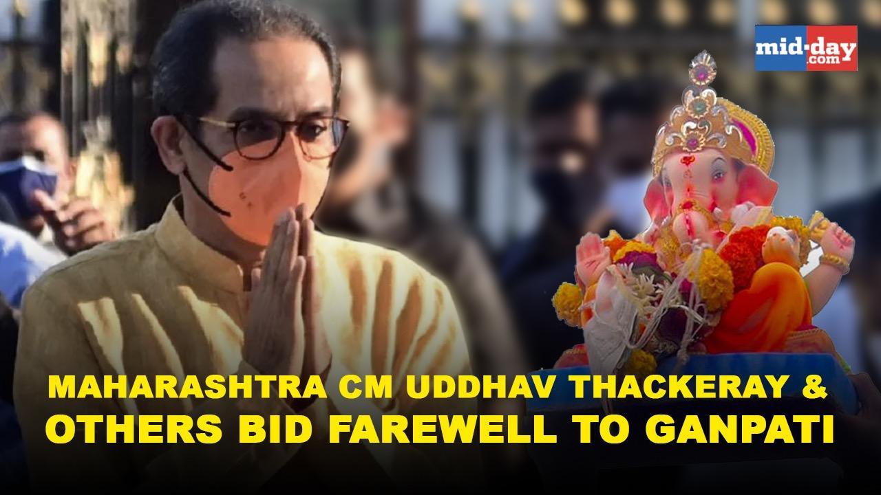 Maharashtra CM Uddhav Thackeray and others bid farewell to Ganpati