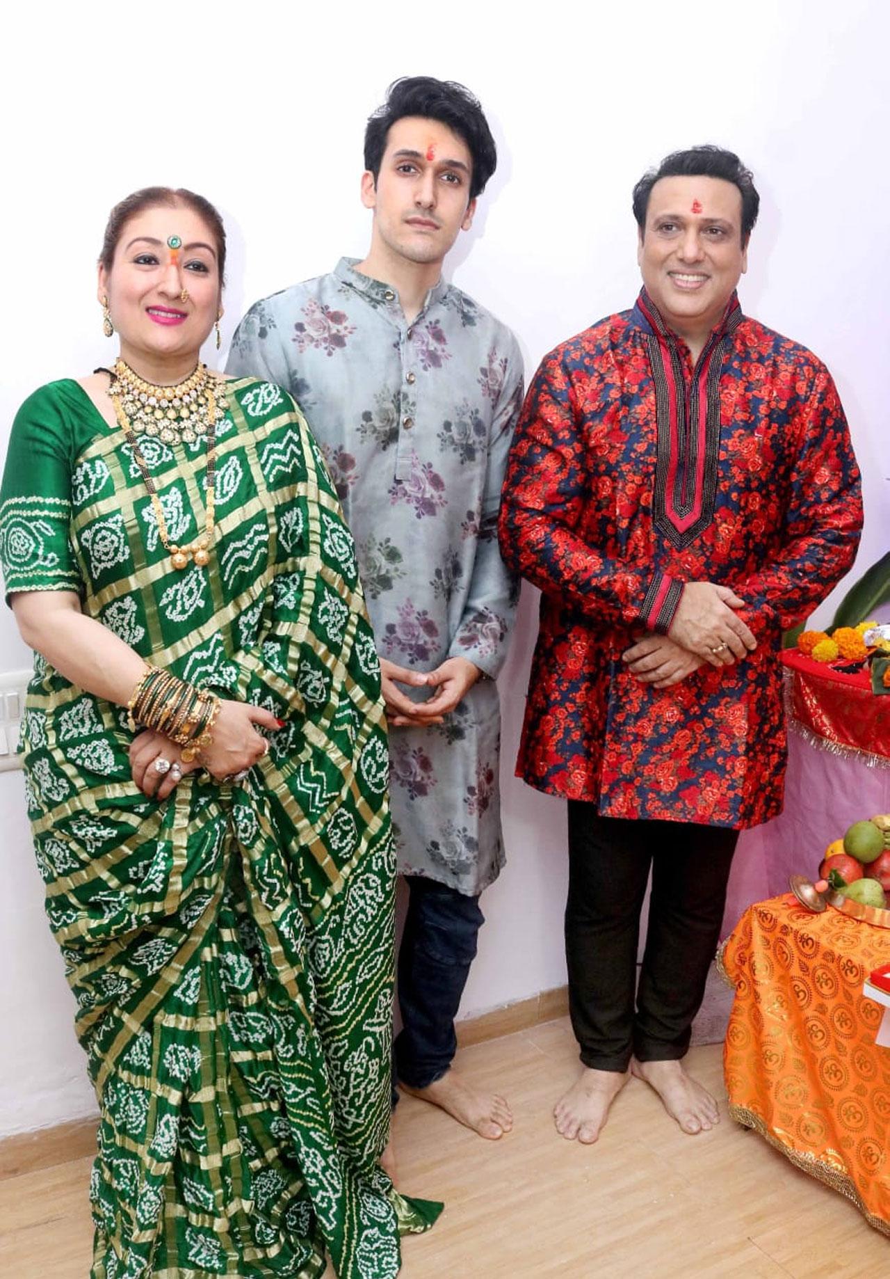 Govinda, religiously celebrates Ganesh Chaturthi every year, and this year was no exception. He celebrated the festival this year with his son and wife Sunita Ahuja.