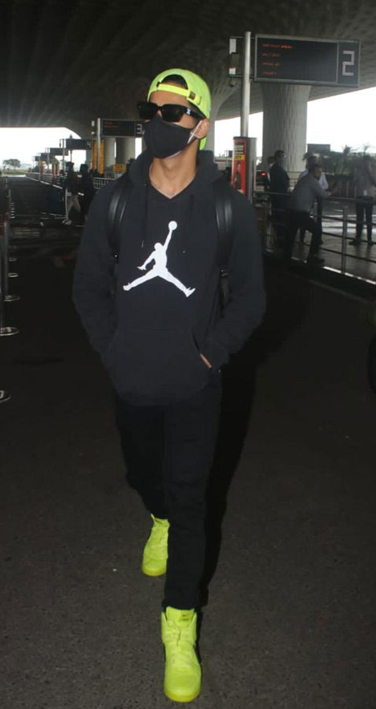 Ishaan Khatter twinned his cap with his pair of shoes and chose a black outfit for his latest airport look. While his next film Pippa was originally scheduled to roll in March, director Raja Krishna Menon had to hold it off as the second wave of the pandemic hit India.