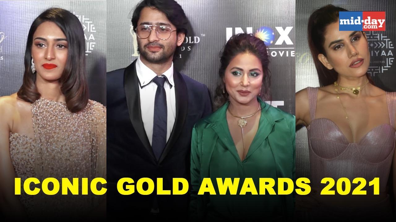 Shaheer Sheikh, Hina Khan, Erica Fernandes dazzle at the Iconic Gold Awards 2021