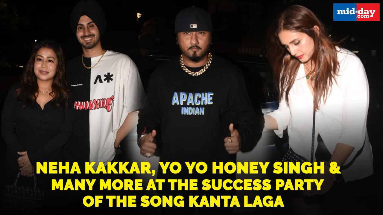 Neha Kakkar, Yo Yo Honey Singh at the success party of the song Kanta Laga