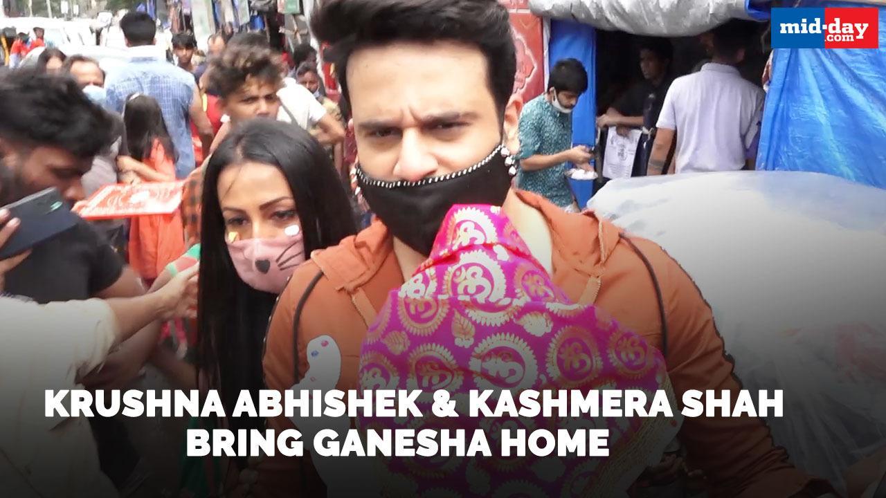 Ganesh Chaturthi: Krushna Abhishek and Kashmera Shah bring Ganesha home 