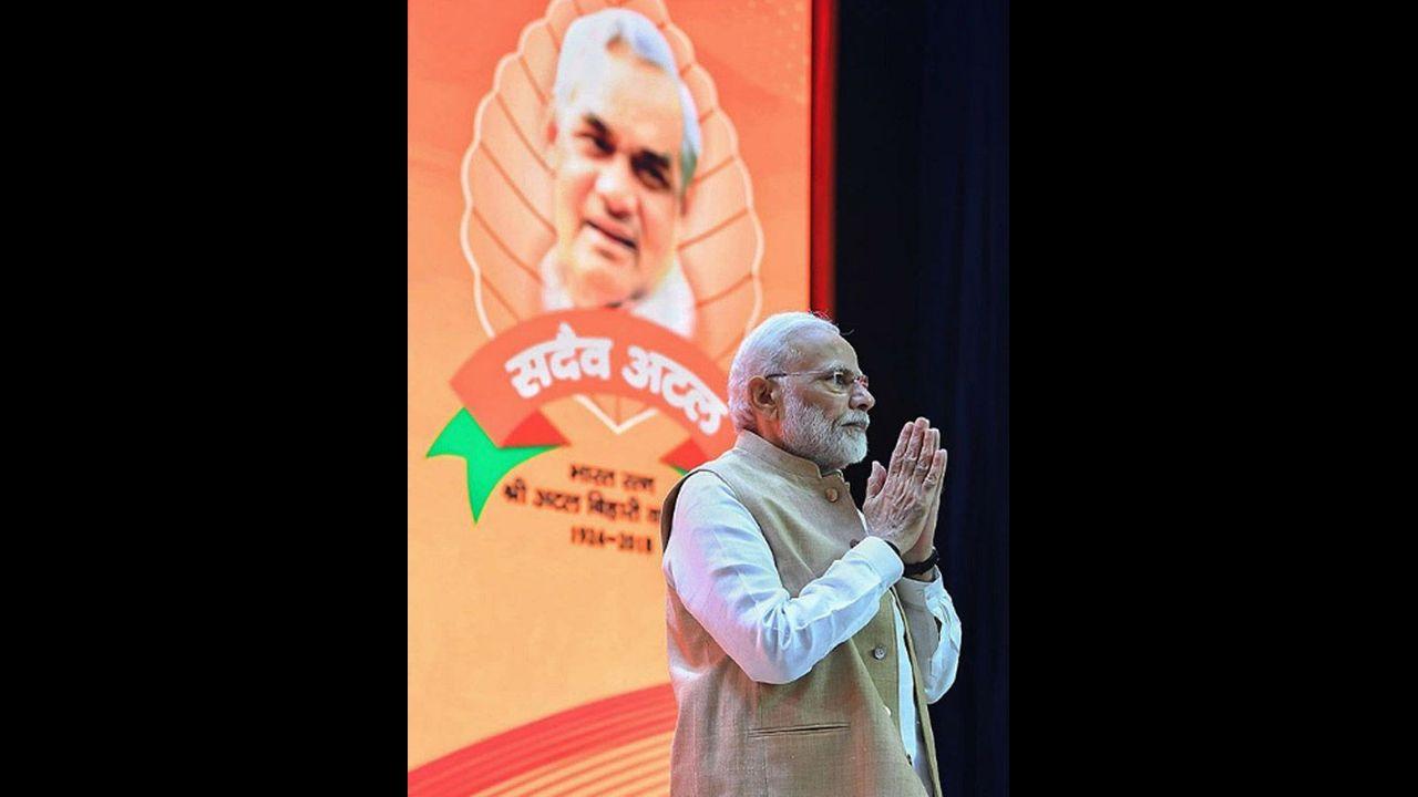 Since Modi became the Prime Minister in 2014, the BJP has been celebrating his birthday as 'Seva Diwas' (Service Day) and organises welfare activities across the country for a week, but this time it has been extended to 20 days as he is completing his two decades holding public office. Pic/PTI