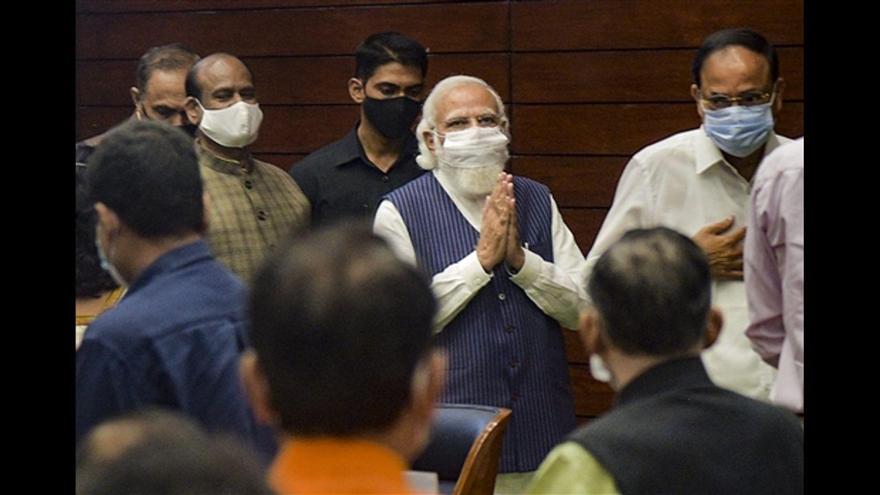 To mark the day, BJP party workers will organise health and blood donation camps and will distribute rations to poor as part of the campaign. Over 14 crore ration bags printed with Modi's pictures will also be distributed among the needy during the exercise. Pic/PTI