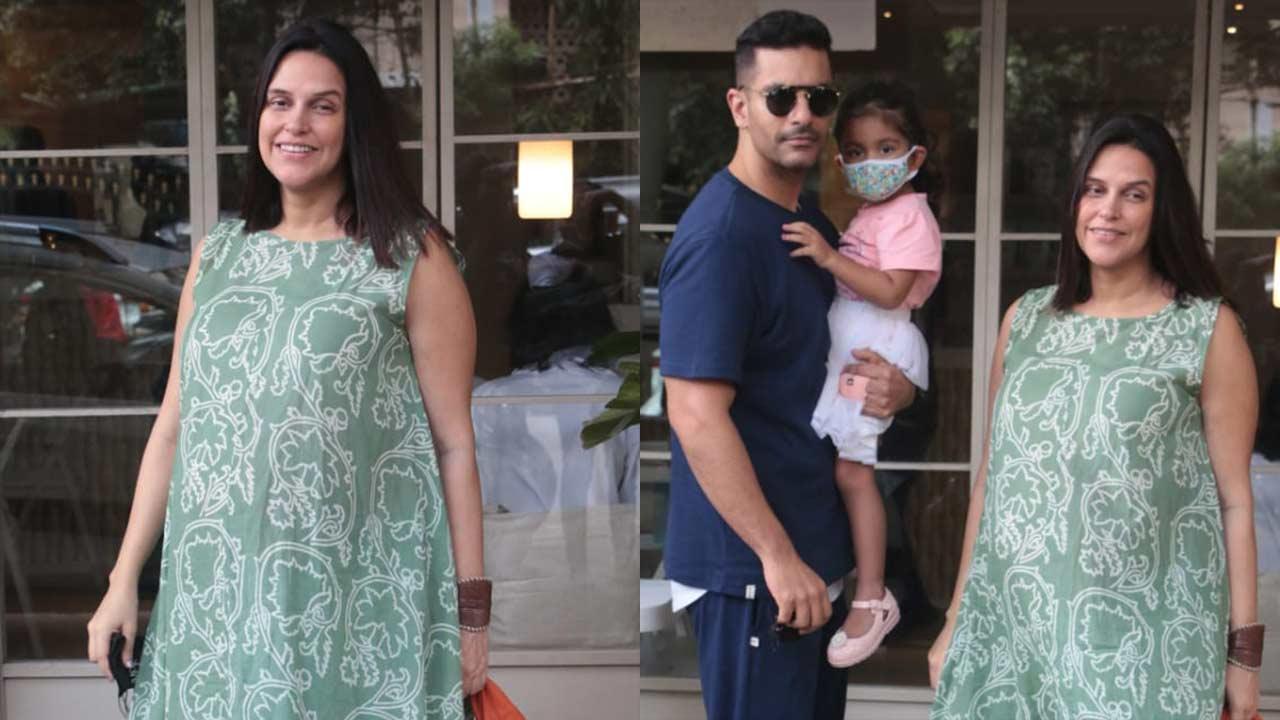 Neha Dhupia flaunts her baby bump as she gets spotted in Bandra
